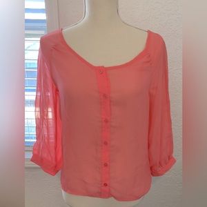 Coral button up blouse